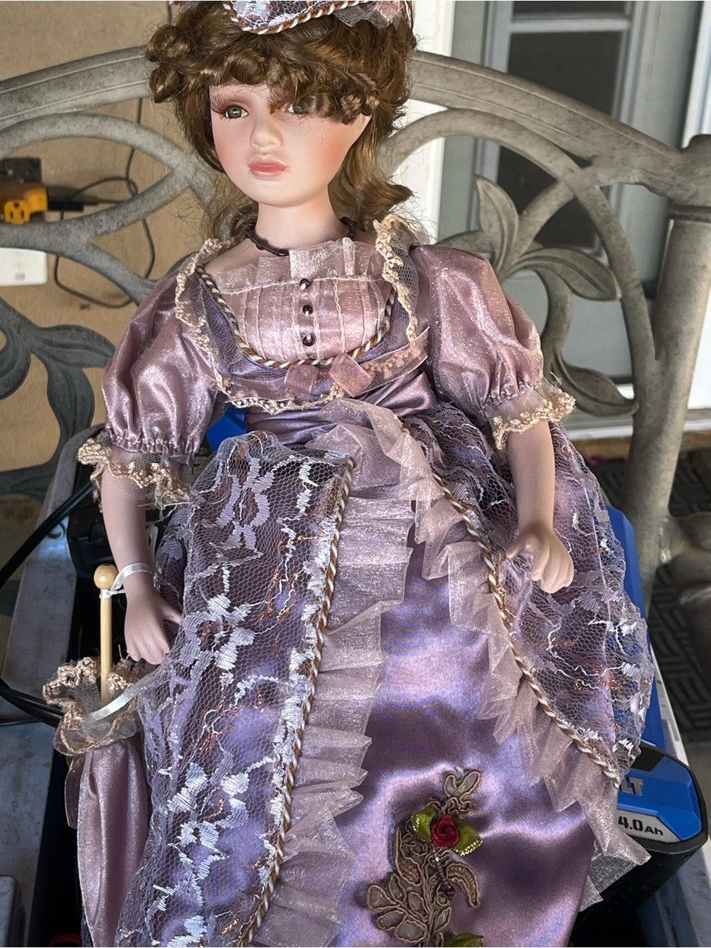 Porcelain Fantasy Doll in Lavender Dress - Decorative Kids Toy